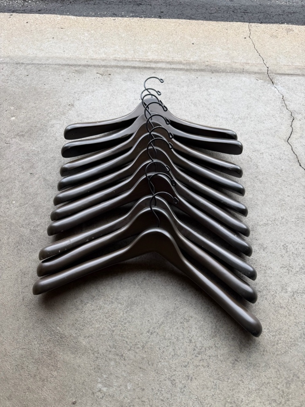 Lot of 10 Wooden Coat Hangers Heavy Duty Clothes Closet Organizer 17”